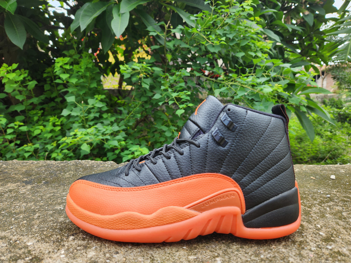Sneakers, Black Orange Colorway, Lace Up Design, Casual Gift for Sneaker Fans