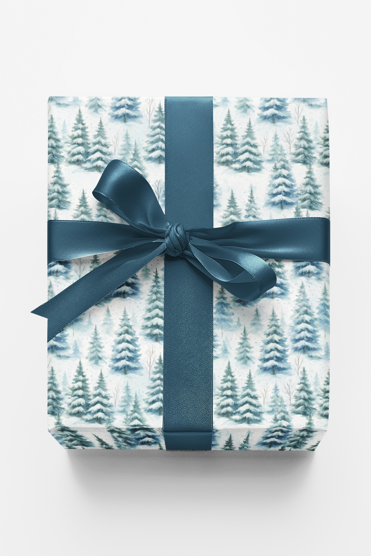 Winter Forest Gift Wrap, Pine Tree Wrapping Paper, Snowfall Christmas Wrapping Paper, Elegant Holiday Gift Wrap, Nature Xmas 