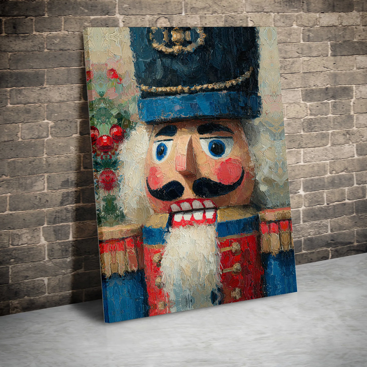 Holiday Nutcracker Canvas Print, Nutcracker Christmas Canvas Wall Art, Oil Painting Texture Wall Art, Winter Festive Canvas D