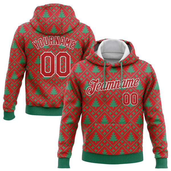 3D Christmas Tree Holiday Pullover, Custom Christmas Hoodie Sweatshirt, Personalized Name Number Xmas Sweater, Ugly Christmas