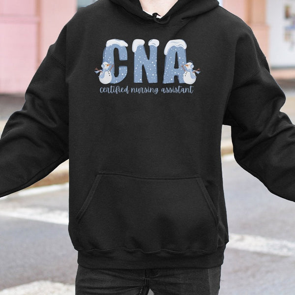 Snowman Certified Nursing Assistant Sweatshirt, CNA Christmas Hoodie, Winter Nurse Holiday Pullover Hoodie, Xmas Nursing Crew