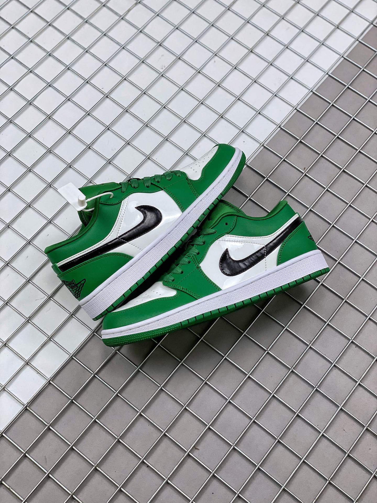 Low Top Sneakers, Green White Colorway, Lace Up Design, Casual Gift for Sneaker Fans