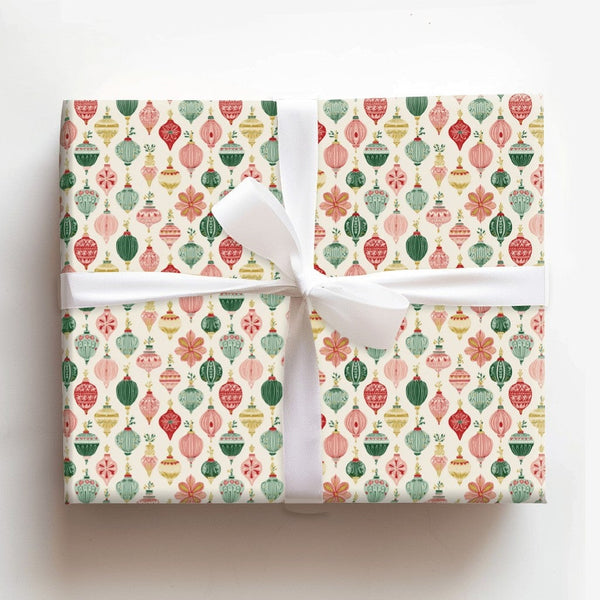 Retro Holiday Gift Wrap, Vintage Ornament Christmas Wrapping Paper, Nostalgic Present Wrap, Baubles Pattern Wrapping Paper, X