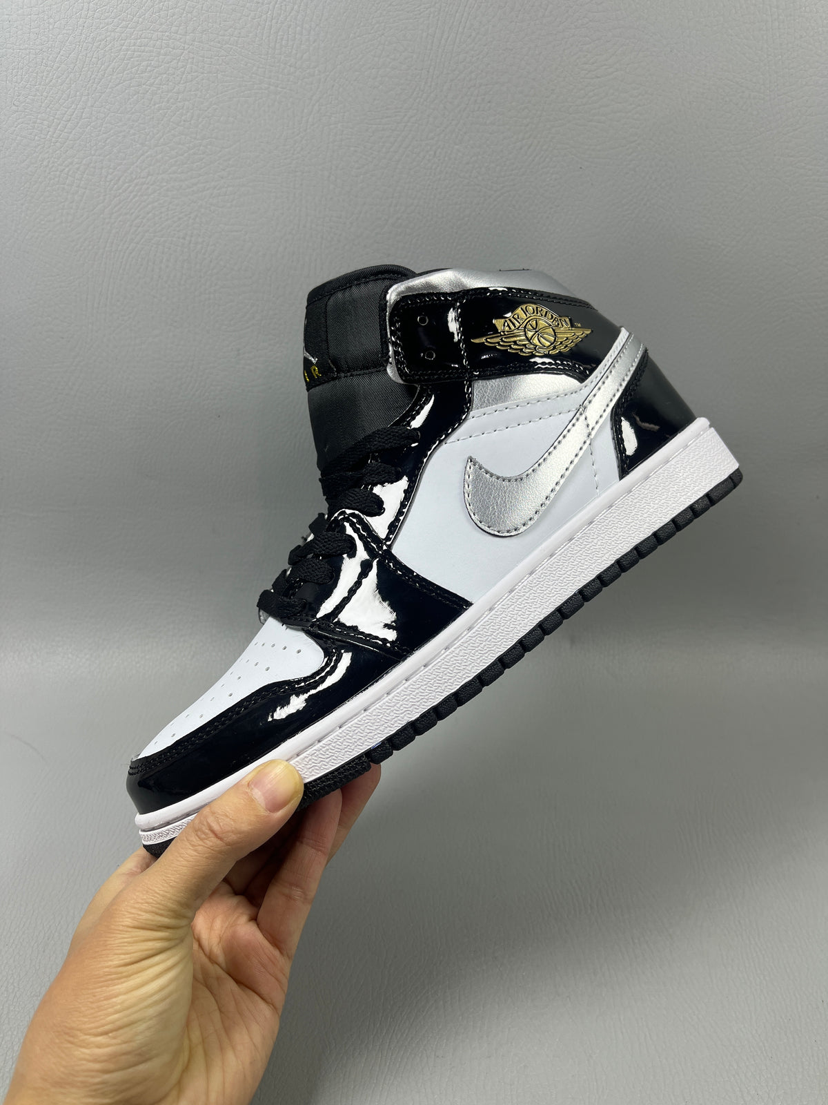 High Top Sneakers, Black Silver Colorway, Lace Up Design, Casual Gift for Sneaker Fans