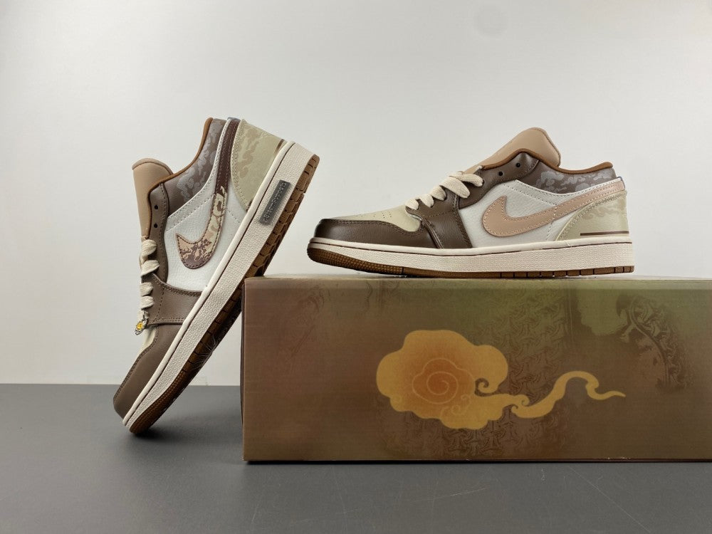 Low Top Sneakers, White Brown Colorway, Lace Up Design, Casual Gift for Sneaker Fans