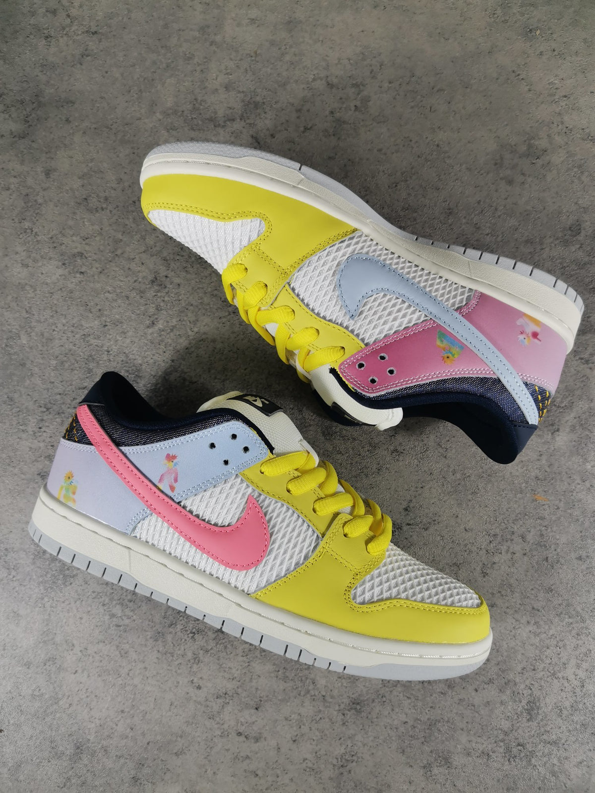 Low Top Sneakers, White Yellow Colorway, Lace Up Design, Casual Gift for Sneaker Fans