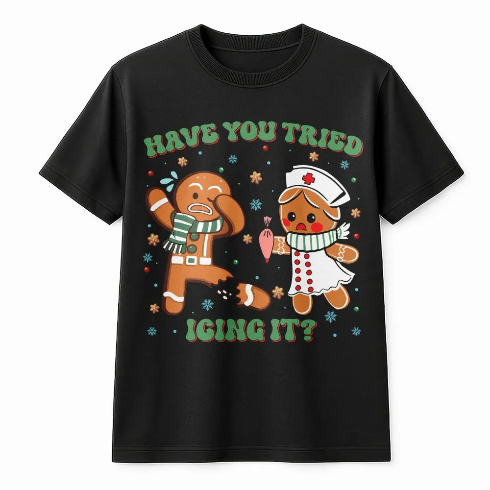 Humorous Medical Holiday Shirt, Gingerbread Icing It Nurse Christmas T-Shirt, Adorable RN Xmas Tee, Healthcare Worker Graphic