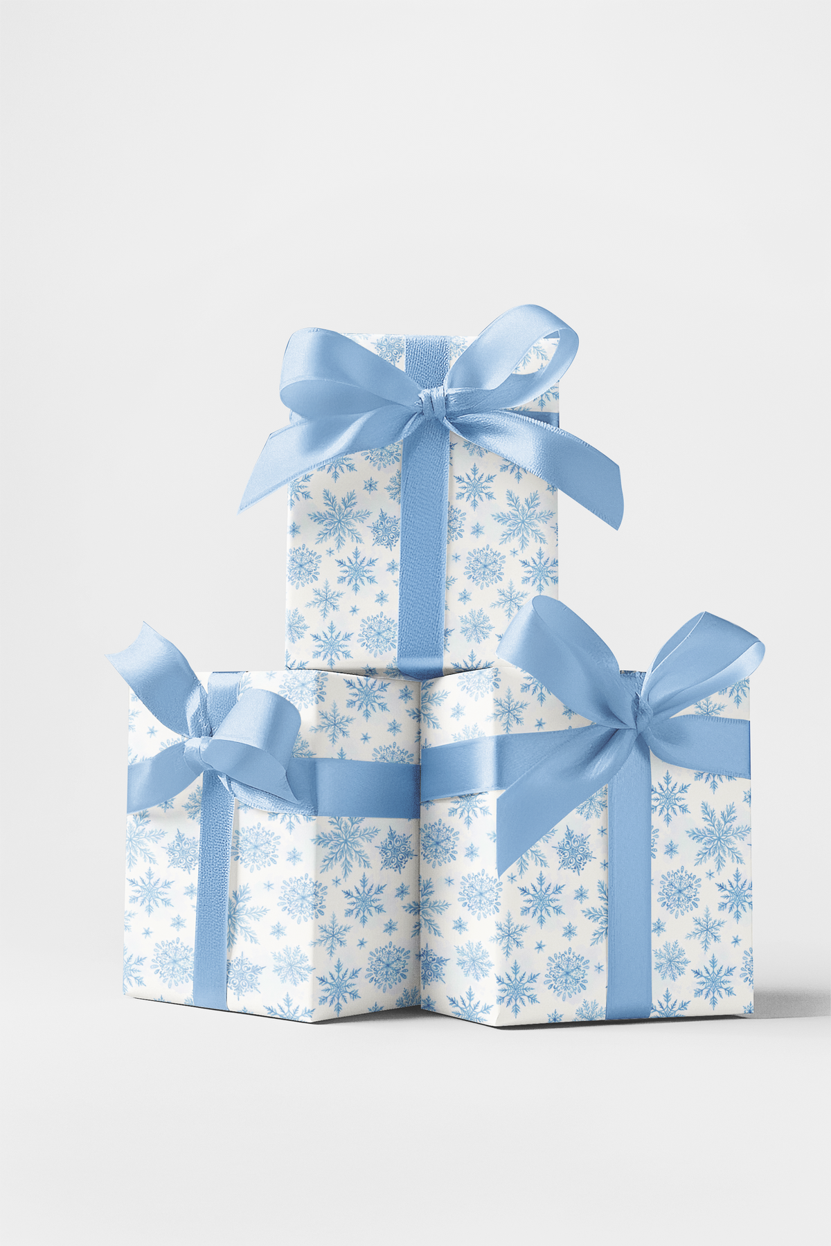 Watercolor Winter Gift Wrap Roll, Snowflake Wrapping Paper, Icy Blue Holiday Wrapping Paper, Christmas Snowflake Gift Wrap Pa
