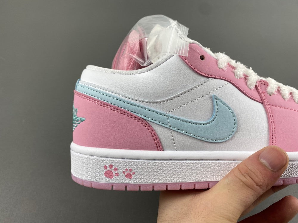 Low Top Sneakers, White Pink Colorway, Lace Up Design, Casual Gift for Sneaker Fans