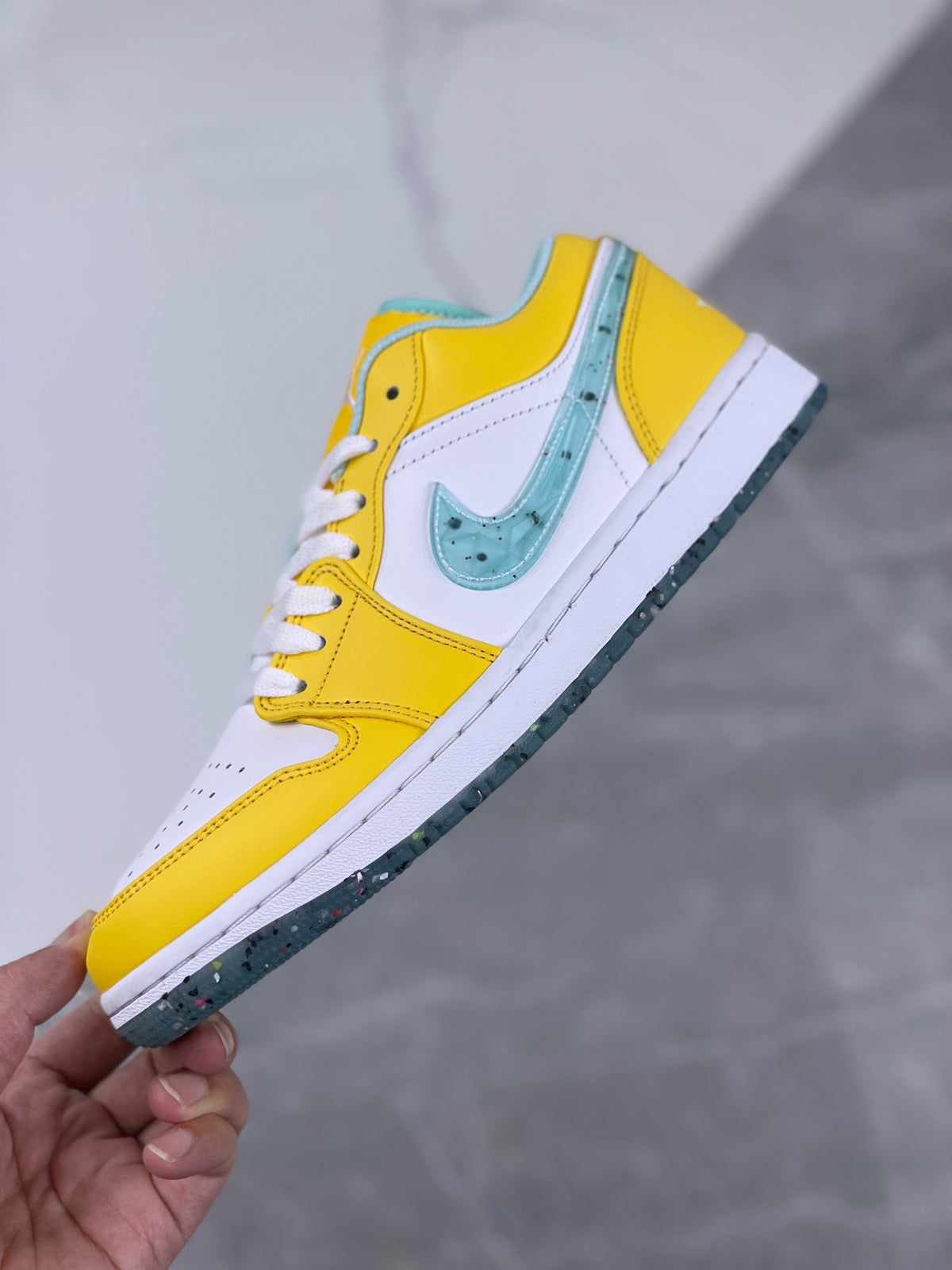 Retro Low Top Sneakers, White Yellow Colorway, Lace Up Design, Casual Gift for Sneaker Fans