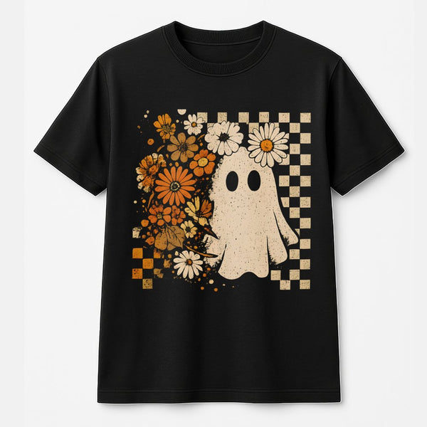 Ghost T-Shirt | Retro Floral Halloween Design | Premium 100% Cotton | Cute Cottagecore Spooky Season Gift