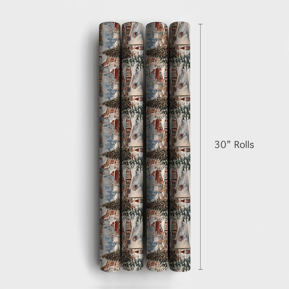 Snowy Town Storefronts Holiday Gift Wrap, Vintage Christmas Village Wrapping Paper, Nostalgic Xmas Wrapping Paper, Festive Wi