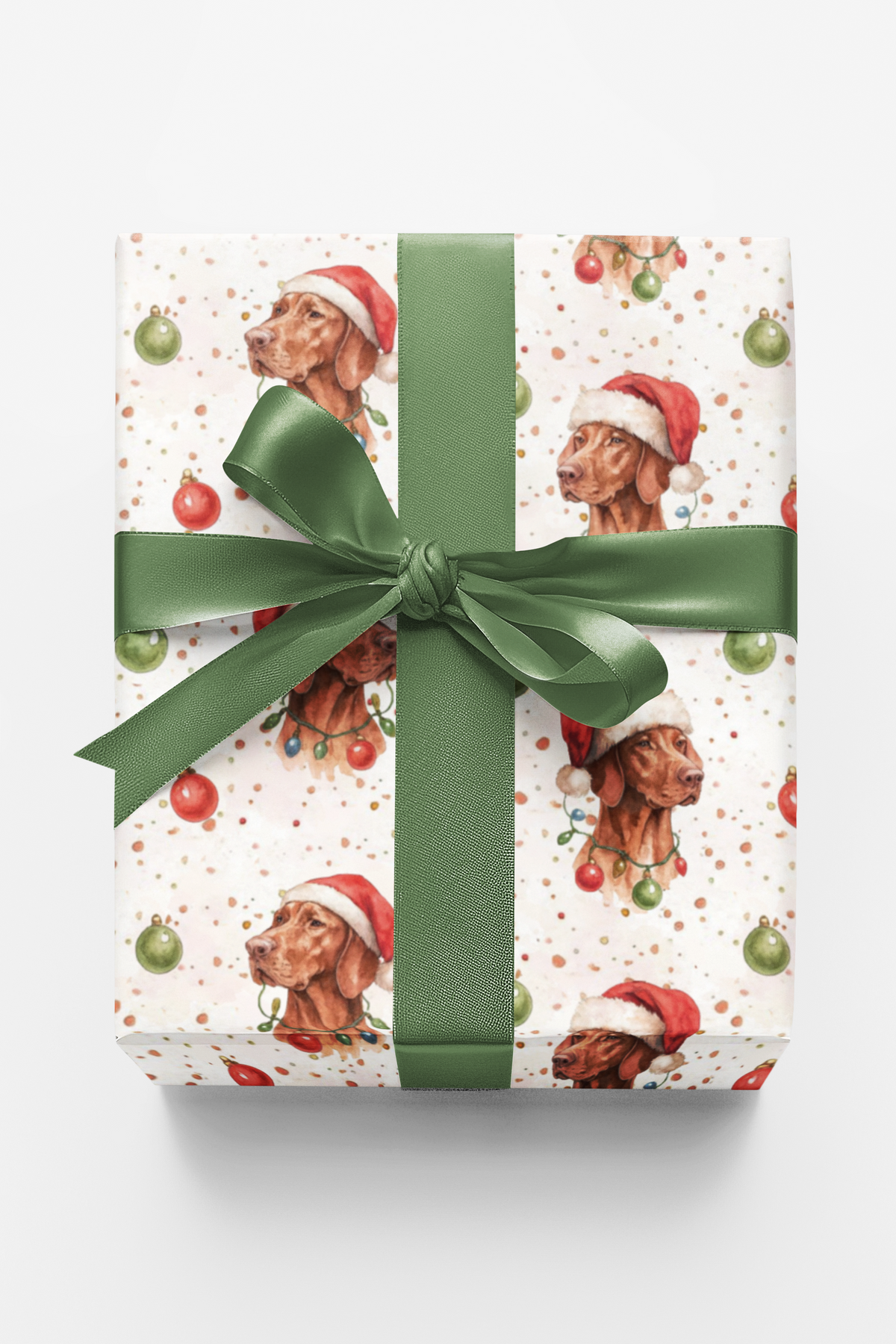 Santa Dog Holiday Gift Wrap, Vizsla Christmas Wrapping Paper, Hungarian Vizsla Wrapping Paper, Dog Lover Xmas Present Wrap, G