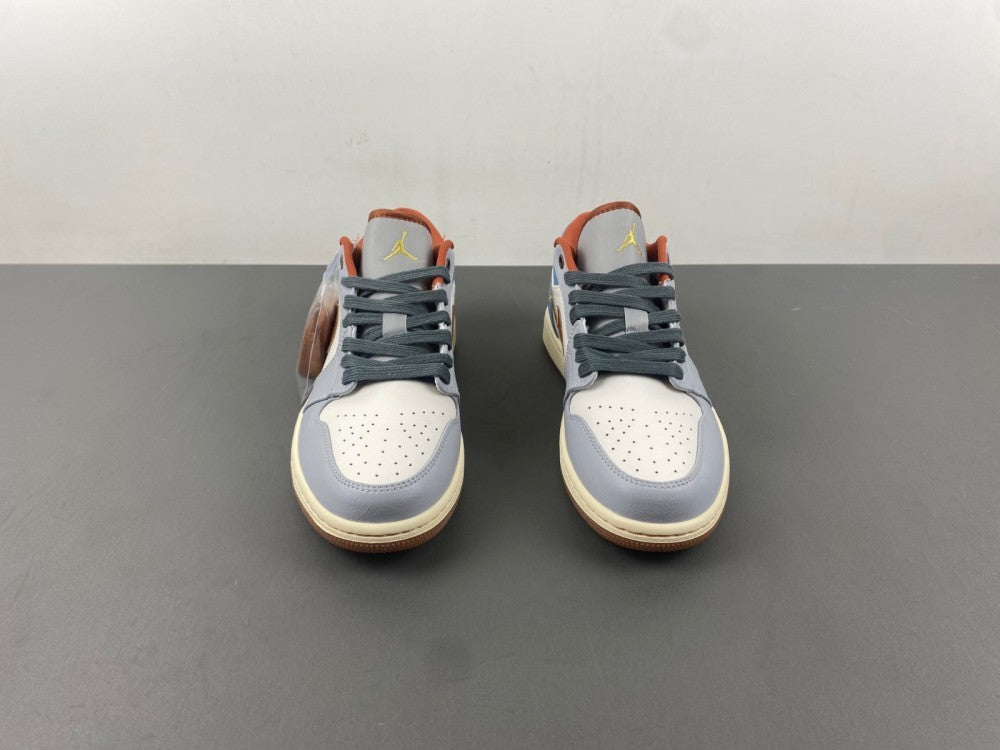 Low Top Sneakers, Blue White Gray Colorway, Lace Up Design, Casual Gift for Sneaker Fans