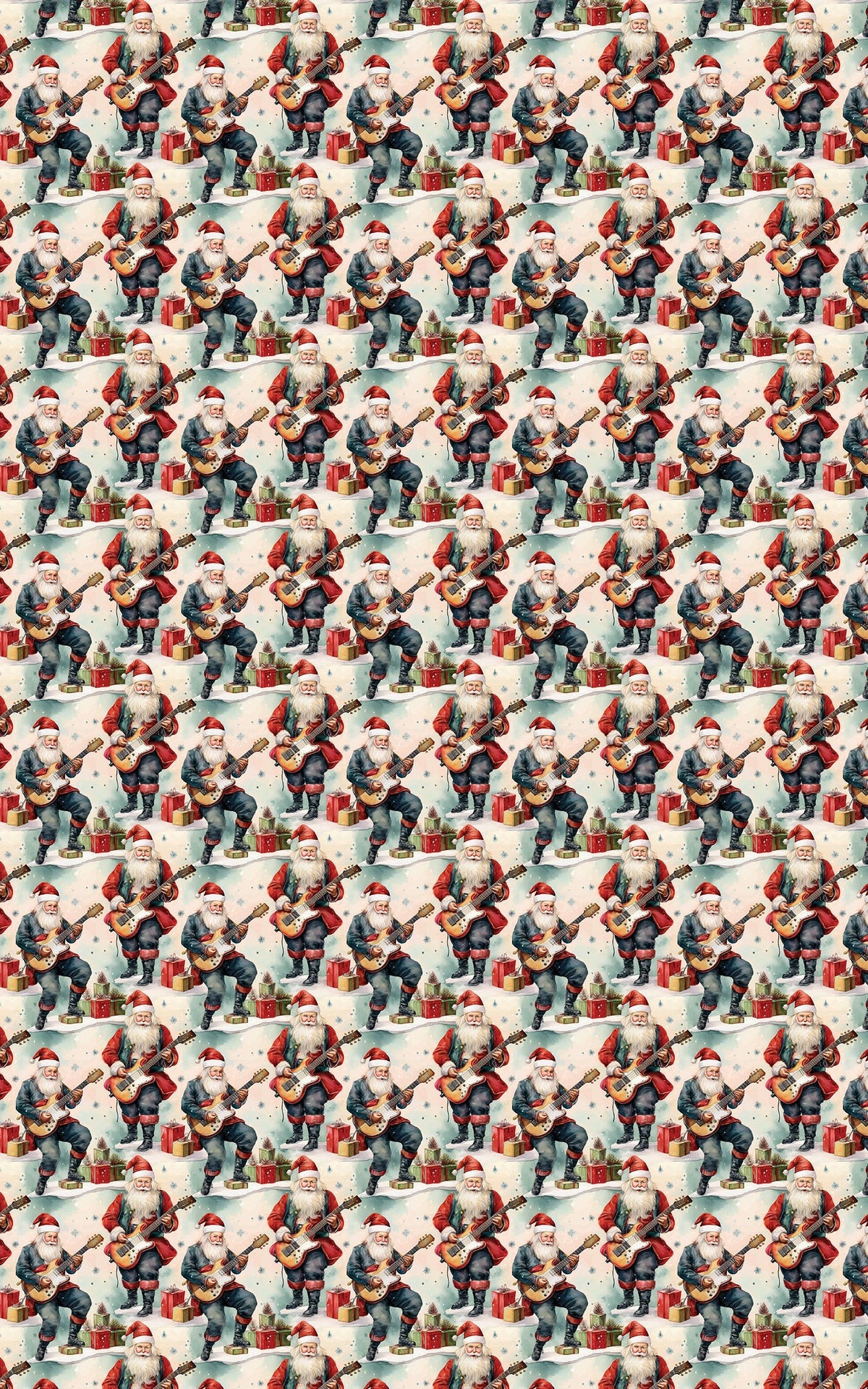 Musician Christmas Gift Wrap, Rocking Santa Guitar Wrapping Paper, Retro Rock and Roll Wrapping Paper, Humorous Holiday Prese