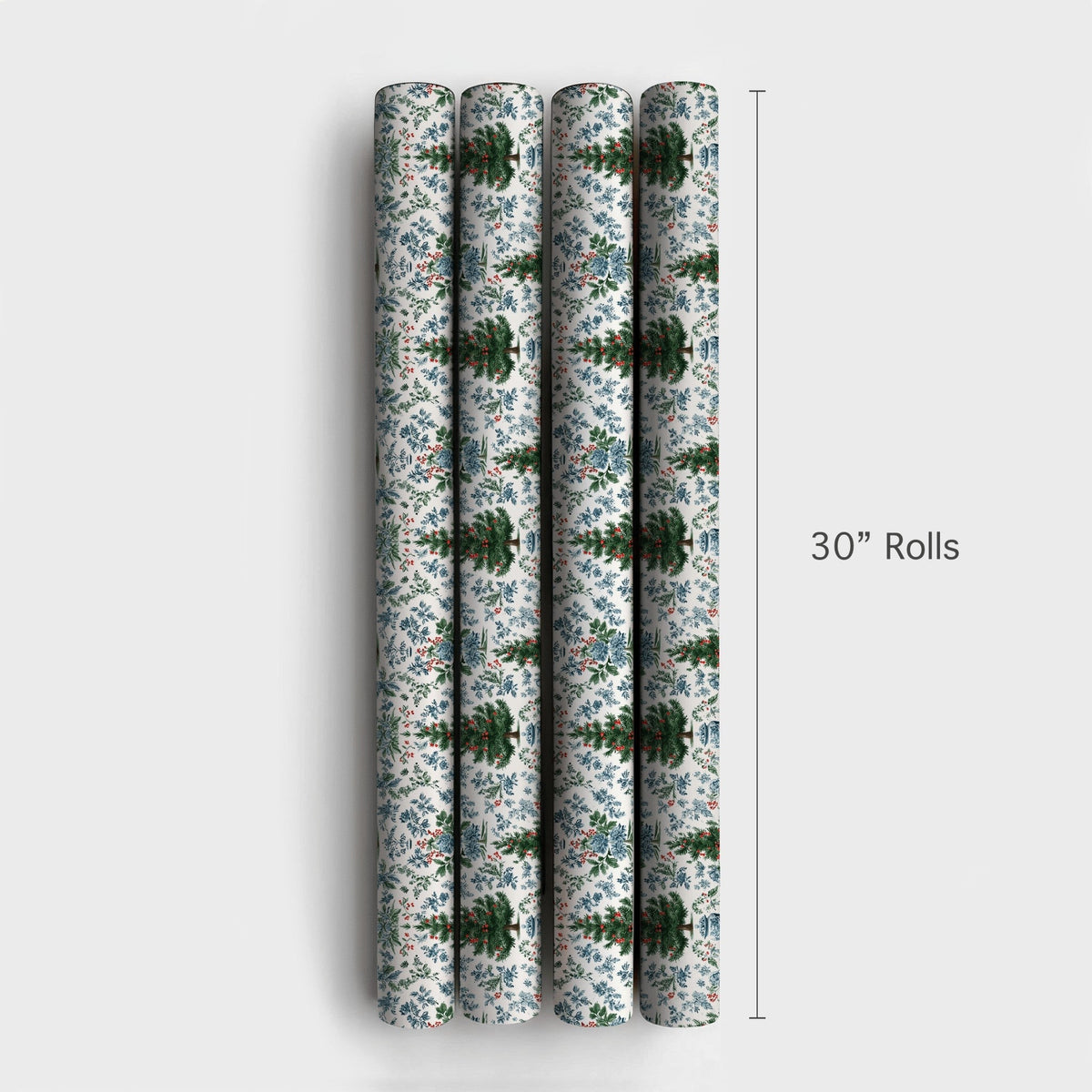 Blue and White Ginger Jar Holiday Gift Wrap, Chinoiserie Christmas Wrapping Paper, Floral Toile Christmas Wrap, Elegant Holid