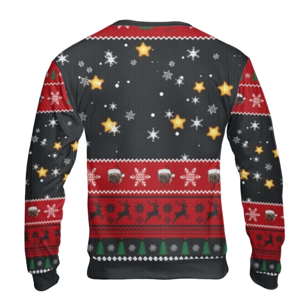 Humorous Canine Pet Ugly Sweater, Pug Dog Christmas Tree Ugly Sweater, Adorable Puppy Holiday Sweater, Dog Lover Christmas Ug