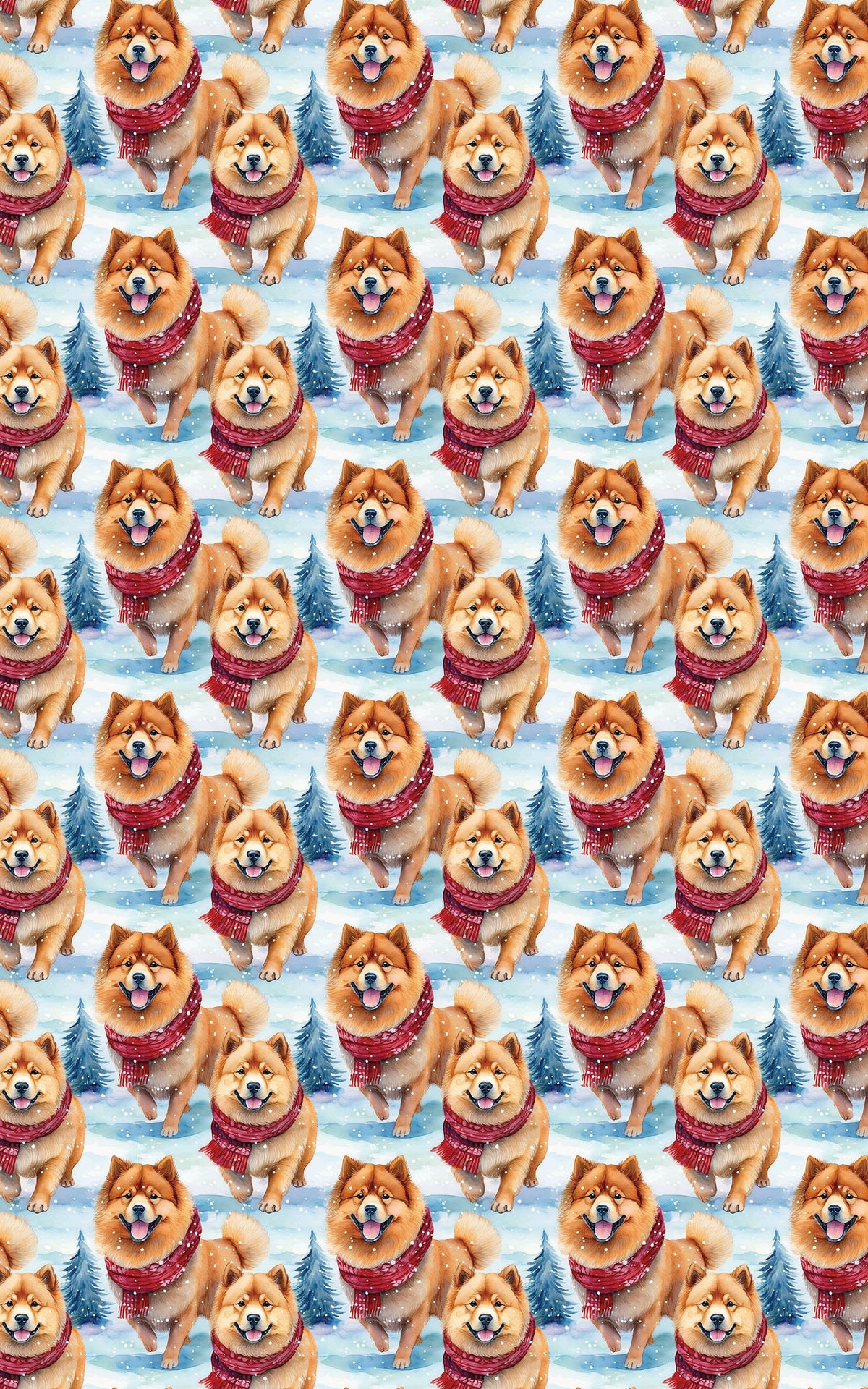 Winter Scarf Dog Wrapping Paper, Chow Chow Christmas Wrapping Paper, Watercolor Chow Gift Wrap, Dog Lover Wrapping Paper, Ado