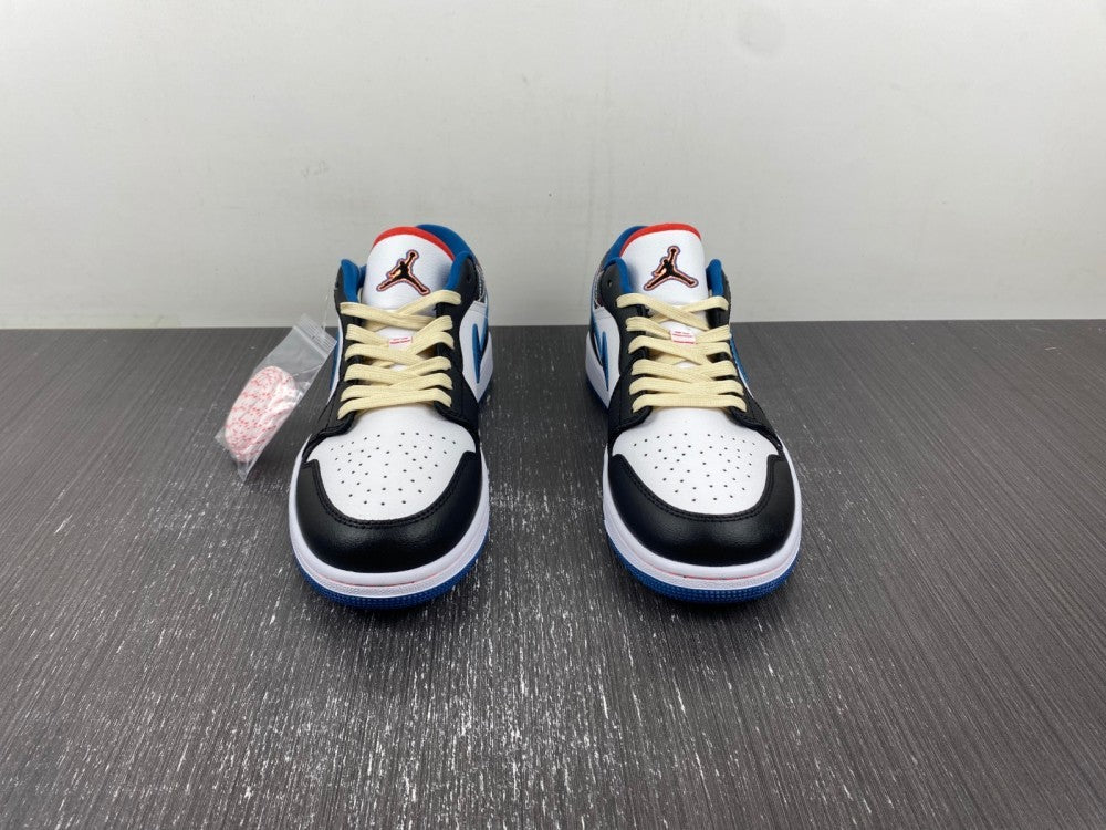 Low Top Sneakers, Blue White Black Colorway, Lace Up Design, Casual Gift for Sneaker Fans