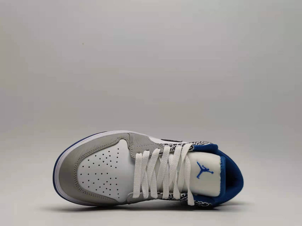 Low Top Sneakers, Blue White Colorway, Cracked Pattern, Lace Up Design, Casual Gift for Sneaker Fans