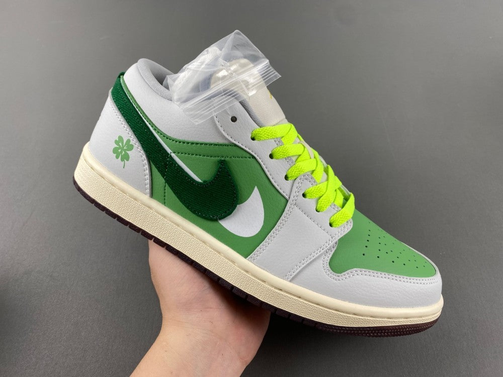 Low Top Sneakers, Neon Green White Colorway, Lace Up Design, Casual Gift for Sneaker Fans