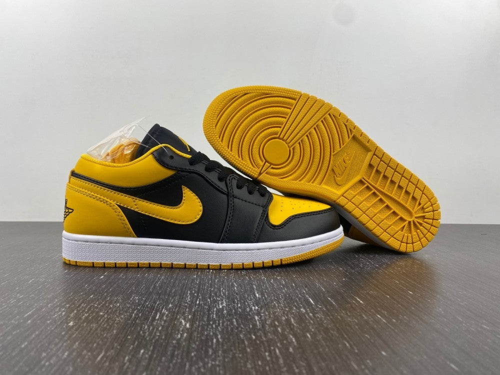 Low Top Sneakers, Black Yellow Colorway, Lace Up Design, Casual Gift for Sneaker Fans