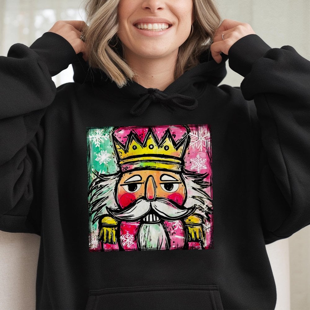 Watercolor Holiday Sweatshirt, Nutcracker Christmas Hoodie, Adorable Festive Xmas Art Hoodie, Nutcracker Ballet Graphic Hoodi