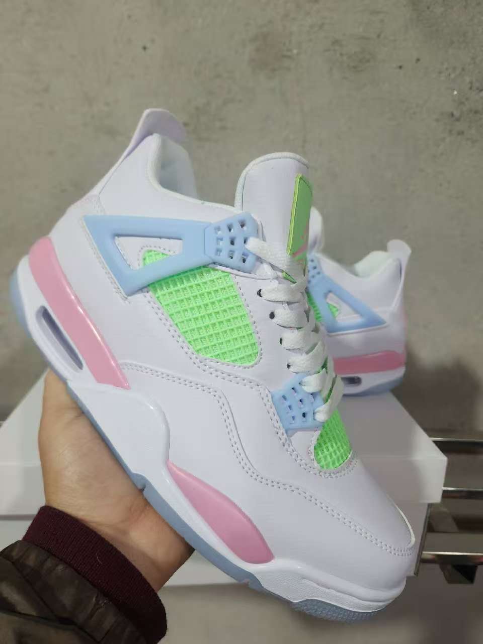 Mid Top Sneakers, White Pink Green Colorway, Valentine Design, Lace Up Design, Casual Gift for Sneaker Fans