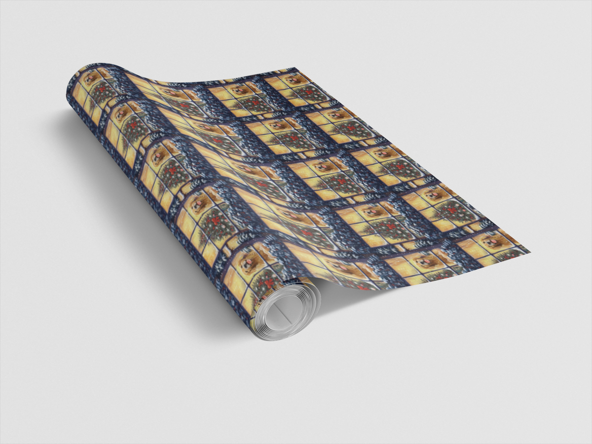 Winter Snow Scene Gift Wrap, Golden Retriever Christmas Wrapping Paper, Holiday Dog Wrapping Paper, Festive Pet Lover Gift Wr