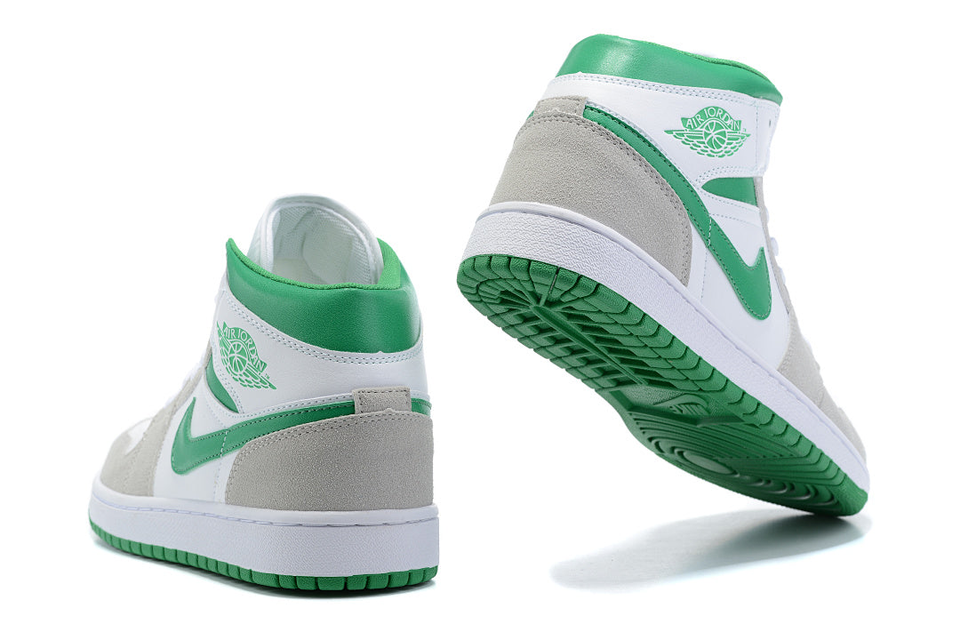 Sneakers, White Green Gray Colorway, Lace Up Design, Casual Gift for Sneaker Fans