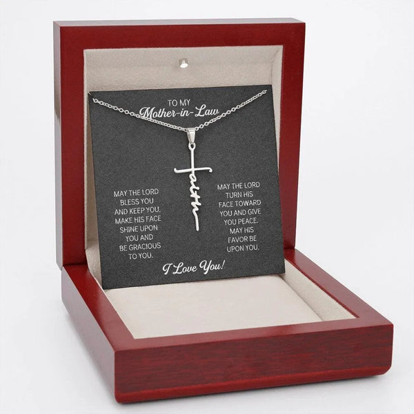 14K White Gold Dipped Cross Pendant, Faith Cross Necklace with Scripture Card, Religious Jewelry, Mother-in-Law Birthday Chri