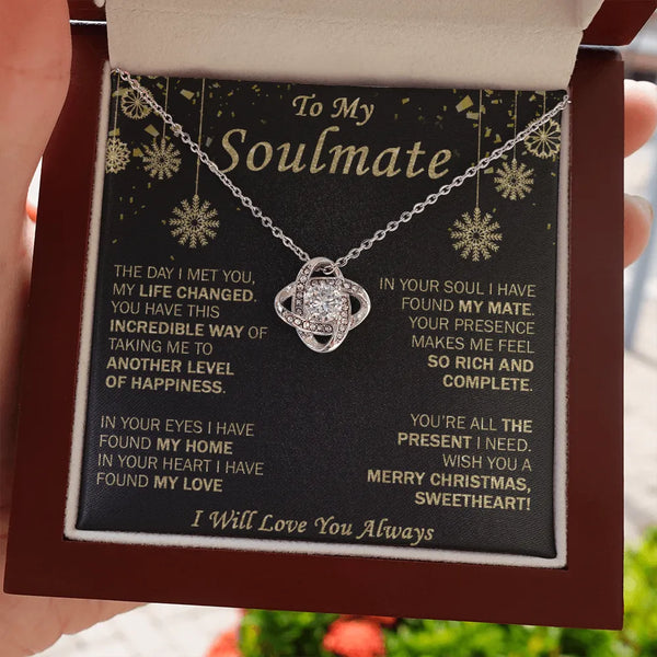 Romantic Love Knot Pendant Necklace, Soulmate Love Knot Necklace, Cubic Zirconia Knot Necklace, Present for Wife or Girlfrien