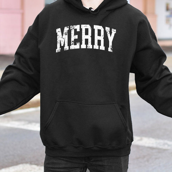 Distressed Collegiate Christmas Sweatshirt, Merry Christmas Hoodie, Retro Holiday Hoodie, Winter Christmas Pullover, Holiday 