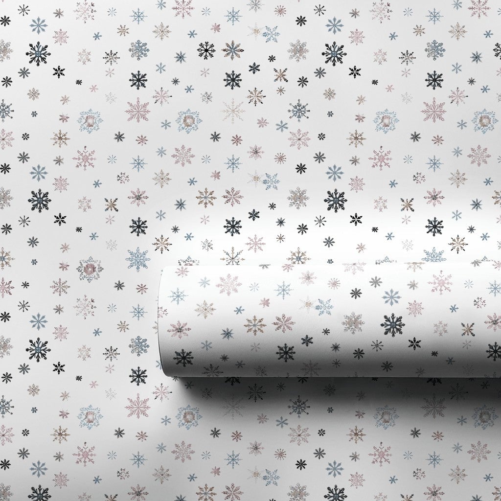 Subtle Winter Snowflake Gift Wrap, Muted Pastel Snowflake Wrapping Paper, Modern Holiday Wrapping Paper, Neutral Christmas Gi