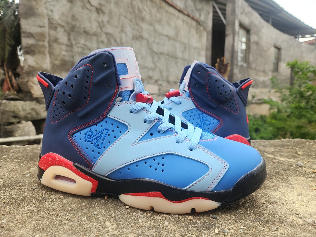 High Top Sneakers, Blue Red Colorway, Lace Up Design, Casual Gift for Sneaker Fans