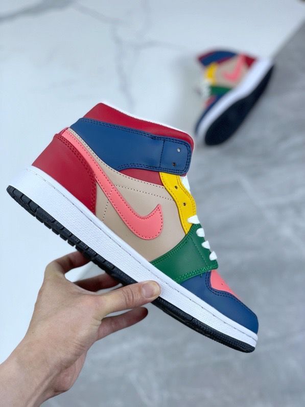 Mid Top Sneakers, Multicolor Colorway, Lace Up Design, Casual Gift for Sneaker Fans