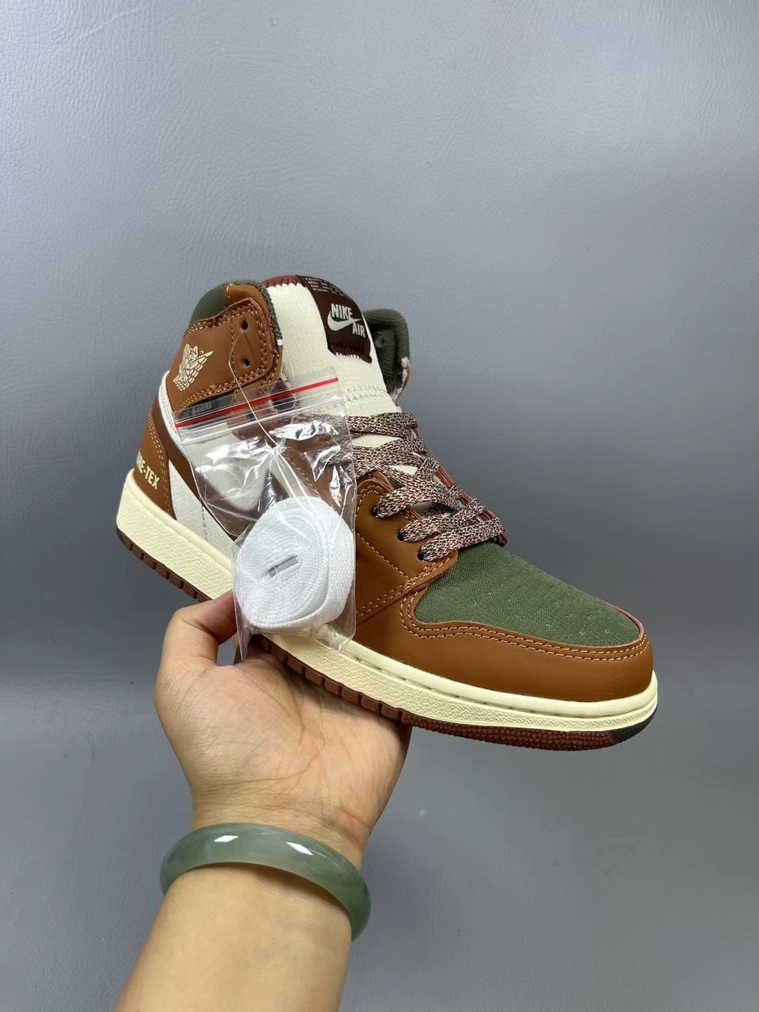 High Top Sneakers, Green Brown Colorway, Lace Up Design, Casual Gift for Sneaker Fans