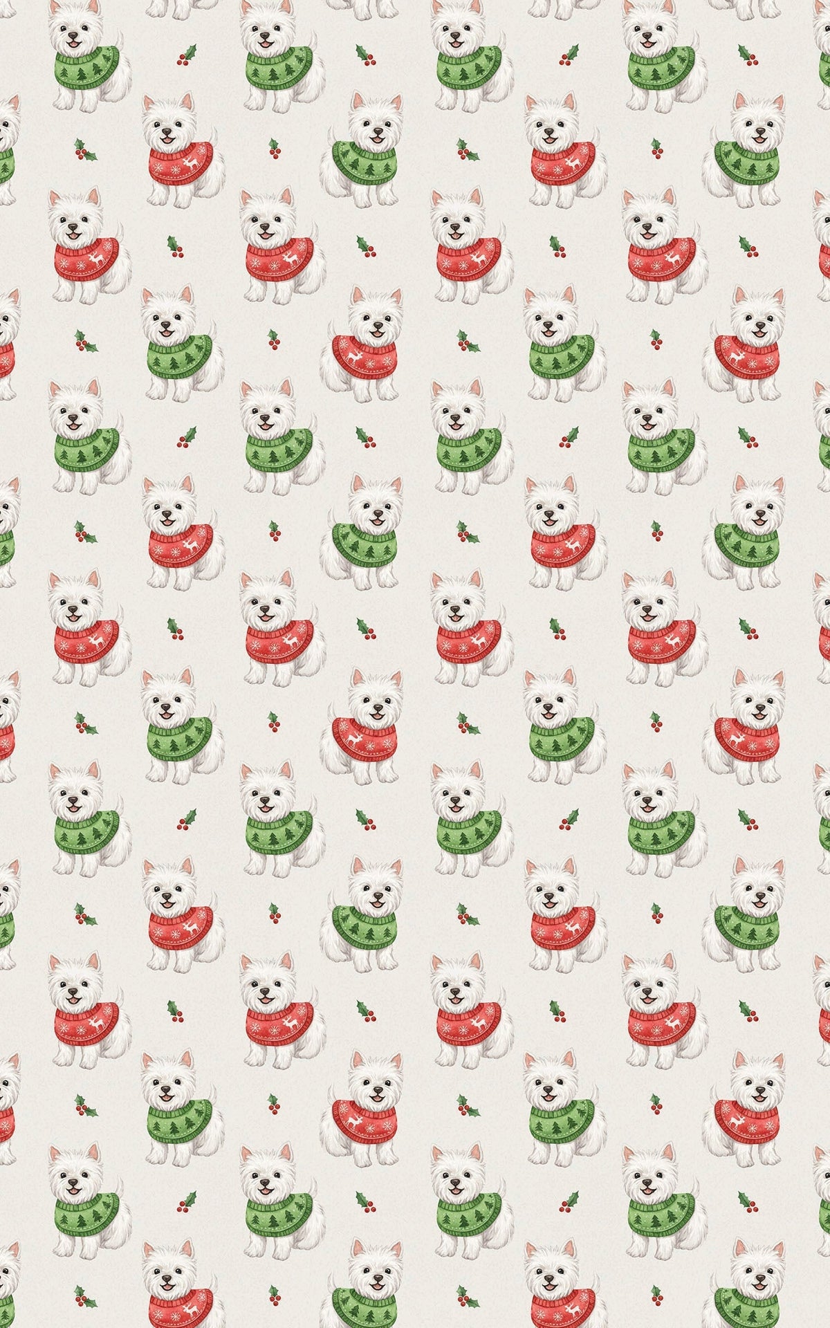 Holiday Sweater Dog Gift Wrap, Westie Christmas Wrapping Paper, Watercolor Present Wrap, West Highland Terrier Lover Present 