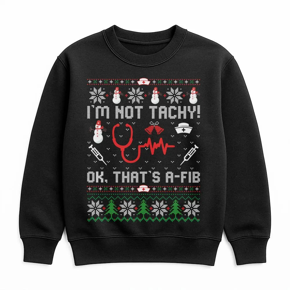 Humorous Medical Heart Rhythm Sweater, Nurse Ugly Christmas Sweatshirt, RN Holiday Graphic Crewneck, Nurse Practitioner Xmas 