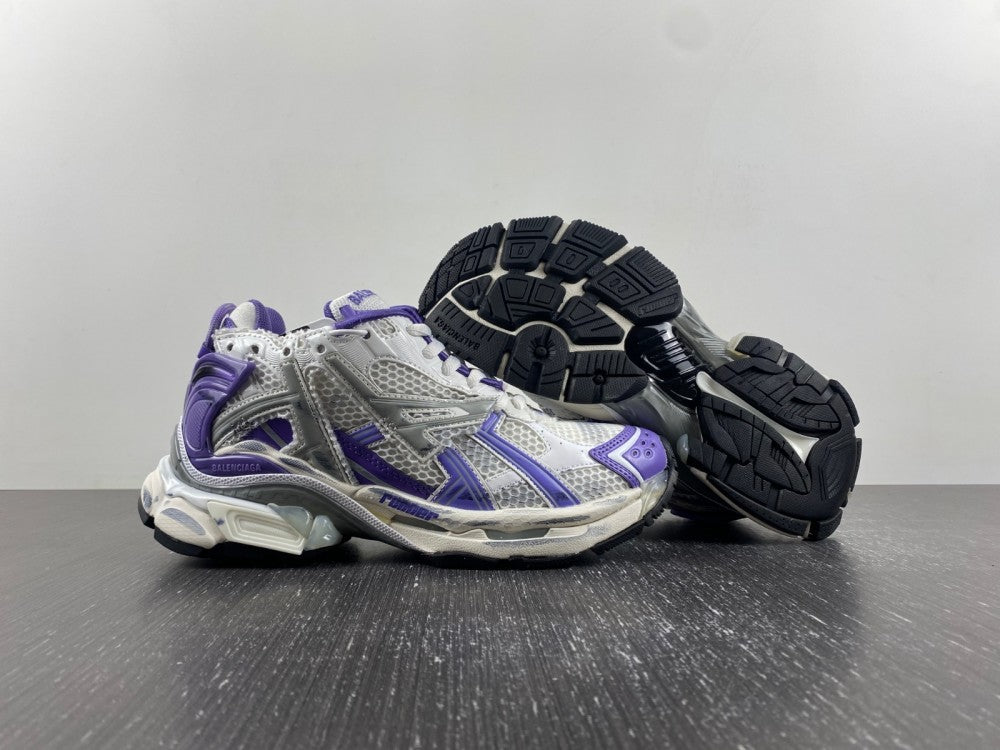 Low Top Sneakers, White Purple Colorway, Lace Up Design, Casual Gift for Sneaker Fans