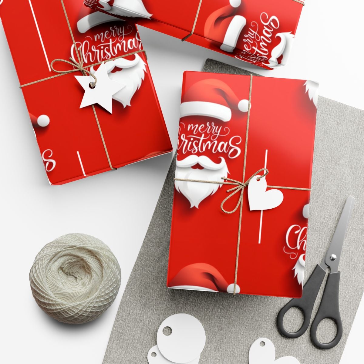 Red Santa Face Holiday Gift Wrap, Santa Claus Wrapping Paper, Classic Christmas Wrapping Paper, Traditional Festive Present P