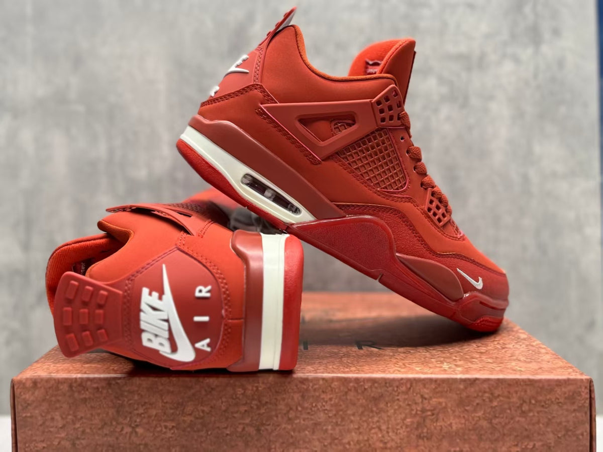 Mid Top Sneakers, Red Colorway, Lace Up Design, Casual Gift for Sneaker Fans