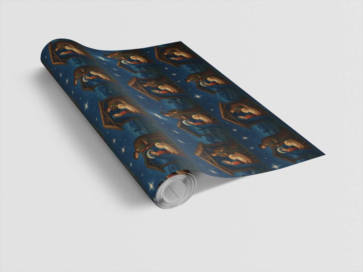 Holy Family Watercolor Gift Wrap, Nativity Christmas Wrapping Paper, Christian Religious Wrapping Paper, Bethlehem Holiday Gi