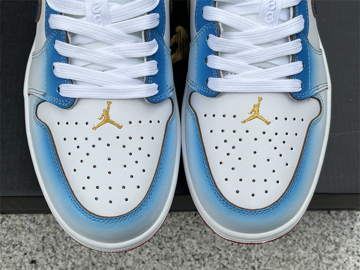 Low Top Sneakers, Blue White Colorway, Lace Up Design, Casual Gift for Sneaker Fans