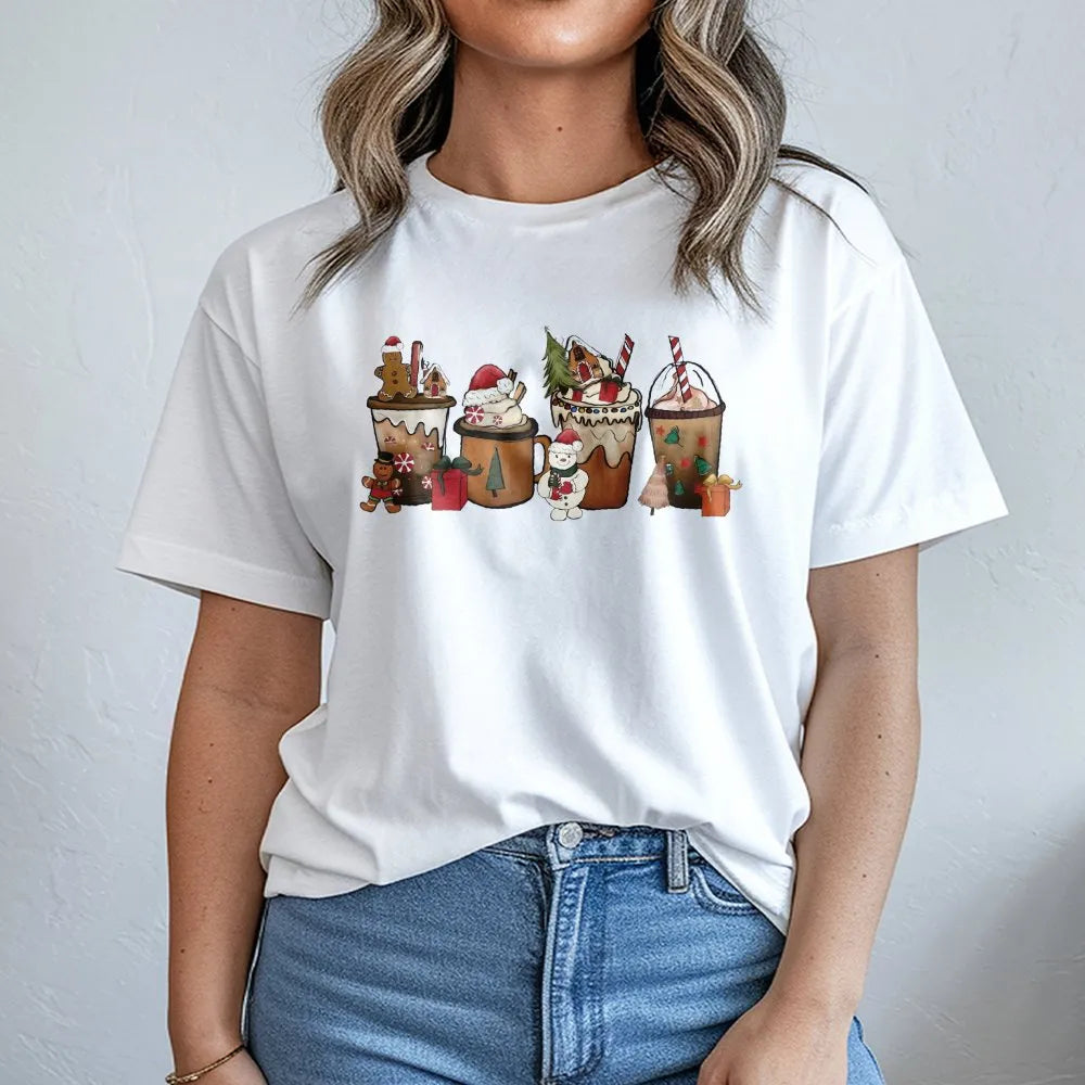 Gingerbread Latte Graphic Shirt, Christmas Coffee T-Shirt, Comfy Winter Cafe Lover Tee, Festive Holiday Apparel, Xmas Coffee 
