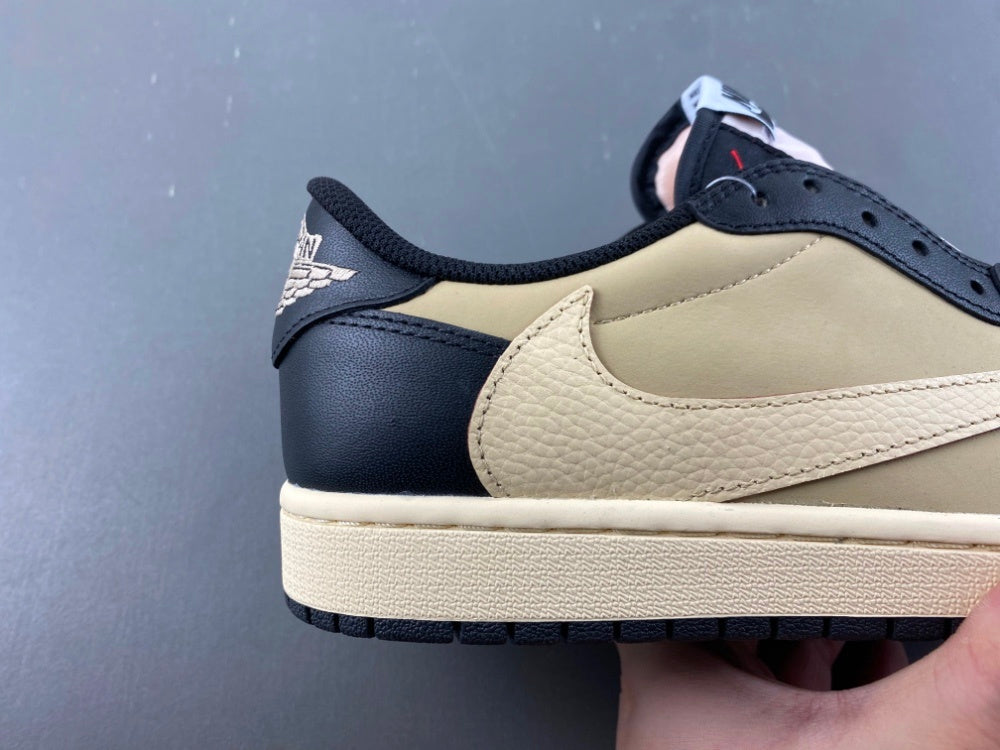Low Top Sneakers, Khaki Black Colorway, Leather Footwear, Reverse Hook Design, Lace Up Design, Casual Gift for Sneaker Fans