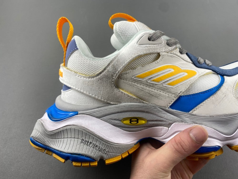 Low Top Sneakers, Blue Yellow Gray Colorway, Lace Up Design, Casual Gift for Sneaker Fans