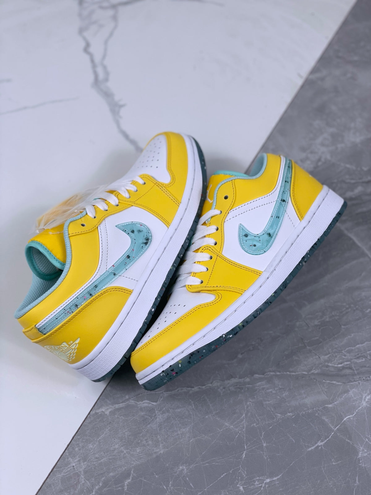 Retro Low Top Sneakers, White Yellow Colorway, Lace Up Design, Casual Gift for Sneaker Fans