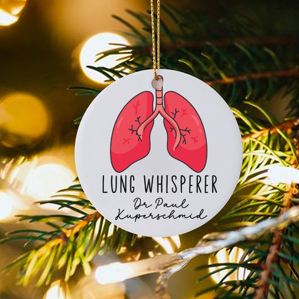 Pulmonologist Doctor Christmas Ornament, Lung Whisperer Ceramic Ornament, Respiratory Medical Ornament, Glossy Keepsake, Hosp