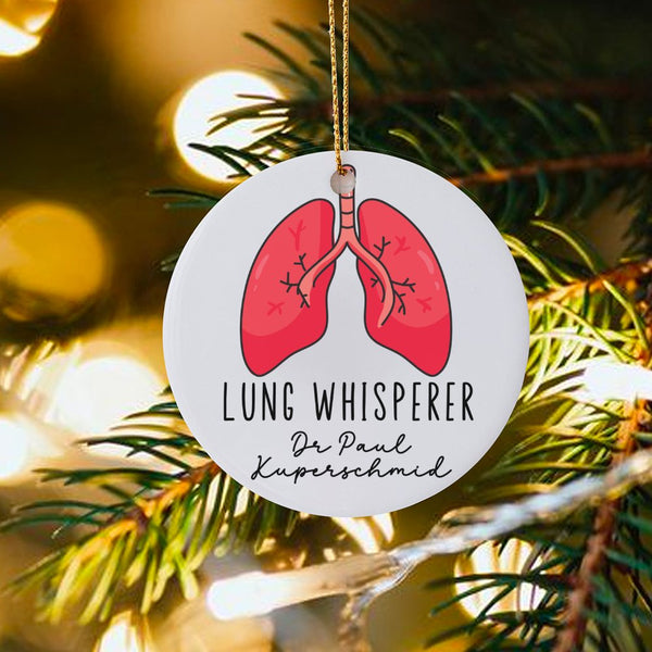 Pulmonologist Doctor Christmas Ornament, Lung Whisperer Ceramic Ornament, Respiratory Medical Ornament, Glossy Keepsake, Hosp